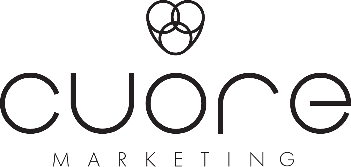 Cuore Marketing logo with icon black stacked